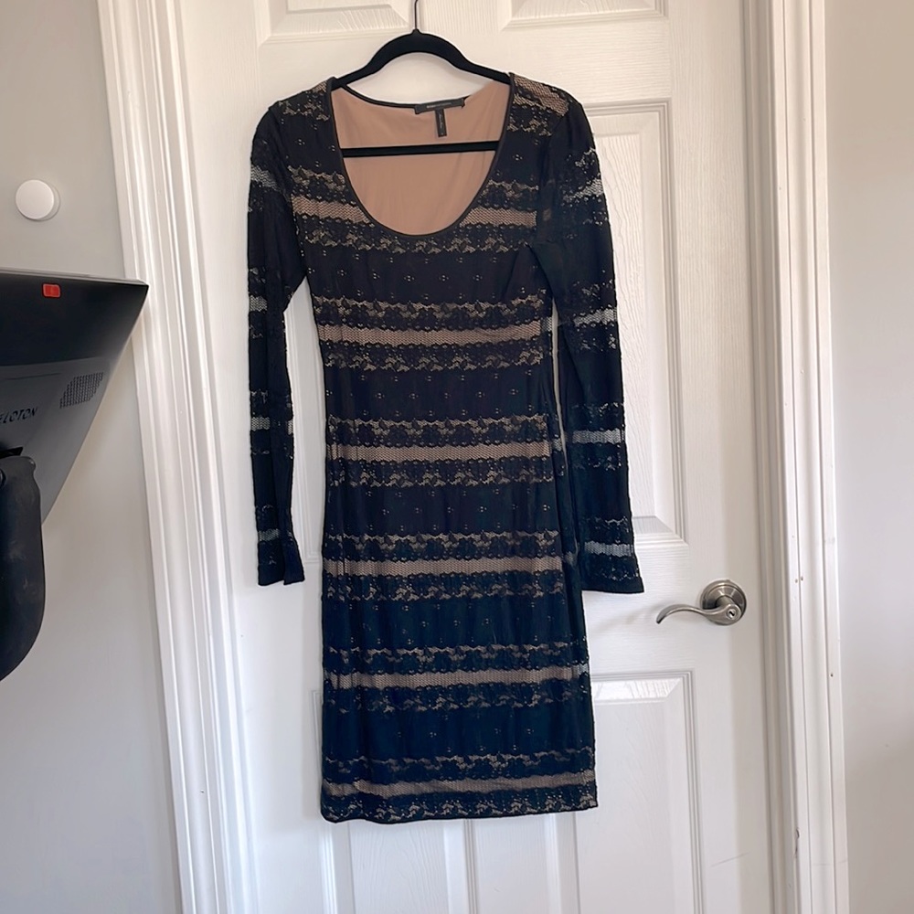 BCBG Max Azria black lace bodycon dress